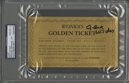 Gene Wilder Autographed Willy Wonka Golden Ticket (PSA/DNA GEM MT 10)